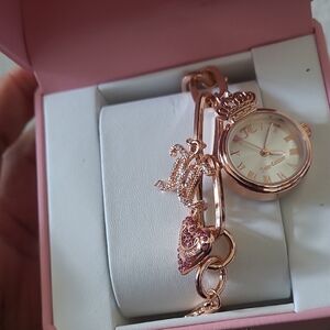 NWT Juicy Couture Rose Gold Women's Charm Bracelet Watch